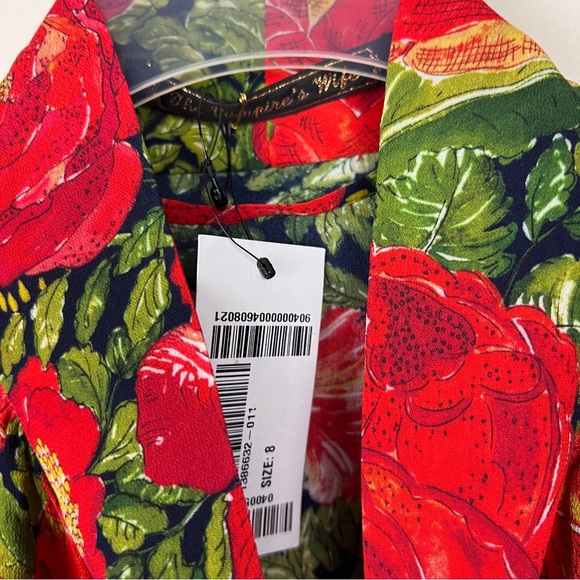 The Vampire’s Wife Hypnosis Floral Rose Silk Puff Shoulder Midi Dress - Picture 8 of 11